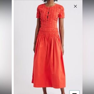 Vibrant Orange Midi Dress